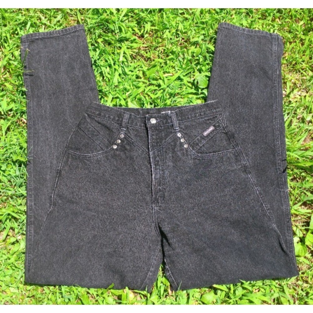 Rockies Black Denim Bareback 32/13 Inseam 36 Tall Western Rodeo High Rise VTG 80 - Picture 2 of 5